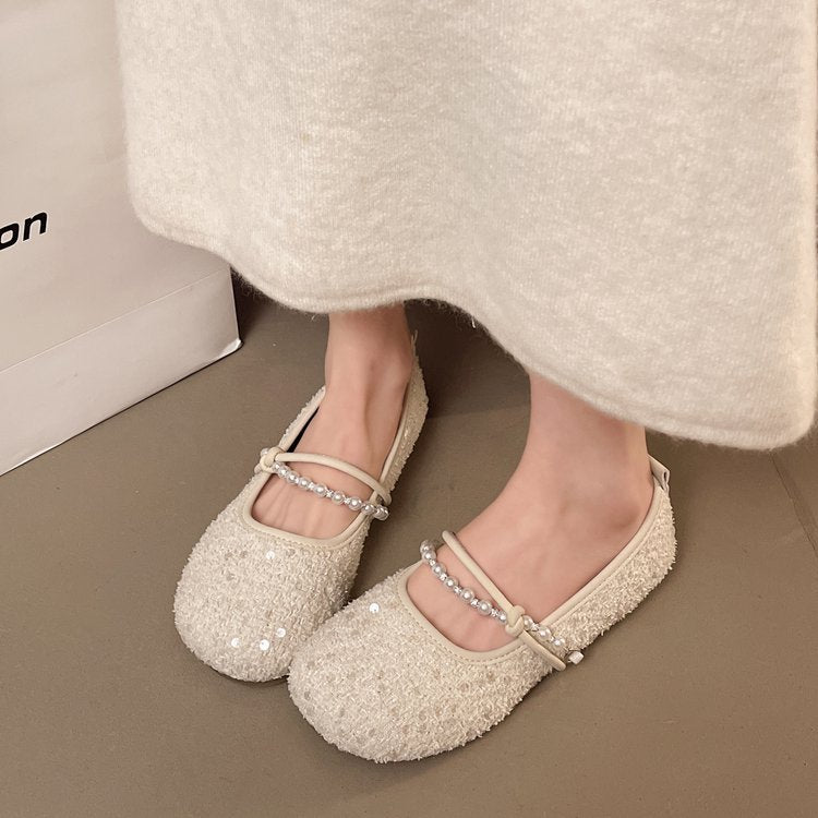 Damen Ballerinas mit zierlichem Perlenakzent EB