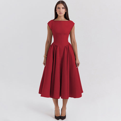 Damen Midi-Kleid mit elegantem A-Linien-Schnitt und raffinierten Falten EB