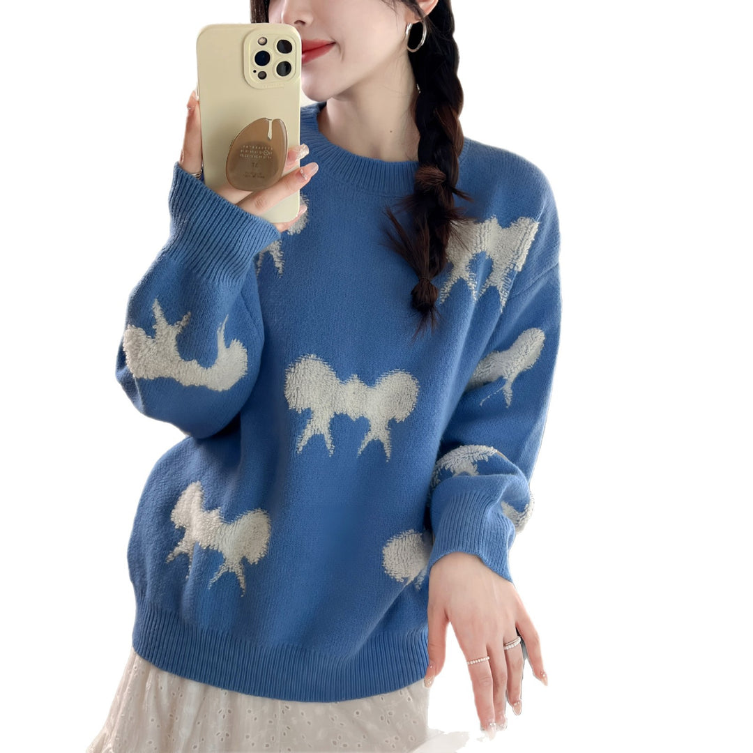 Damen kuscheliger Strickpullover mit verspieltem Muster EB