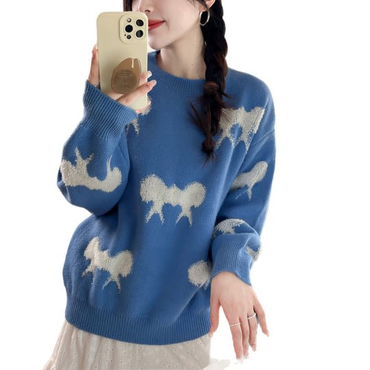 Damen kuscheliger Strickpullover mit verspieltem Muster EB