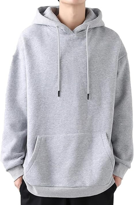 Herren nan lässiger Kapuzenpullover mit Kängurutasche, Tunnelzug und gerippten Bündchen EB