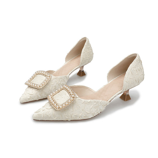 Damen elegante Slingback-Pumps mit funkelndem Schmuckdetail EB