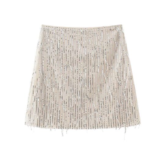 Damen Glitzernder Minirock mit auffälligem Fransen-Design EB