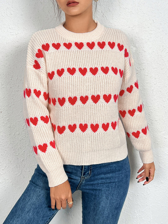 Damen Pullover mit Herzmotiv in lässiger Passform EB