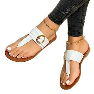 Damen Zehentrenner-Sandalen mit modischen Riemen und dekorativem Schmuckdetail EB