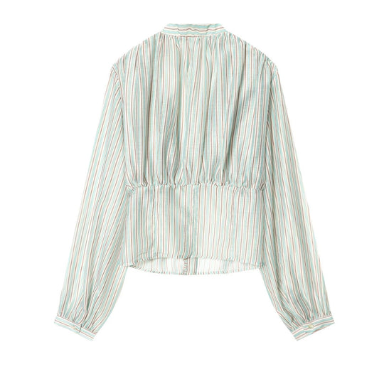 Damenbluse mit tiefem V-Ausschnitt und eleganten Rüschendetails EB