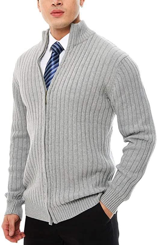 Herren Sportliche Strickjacke mit Reißverschluss und erhöhtem Kragen EB