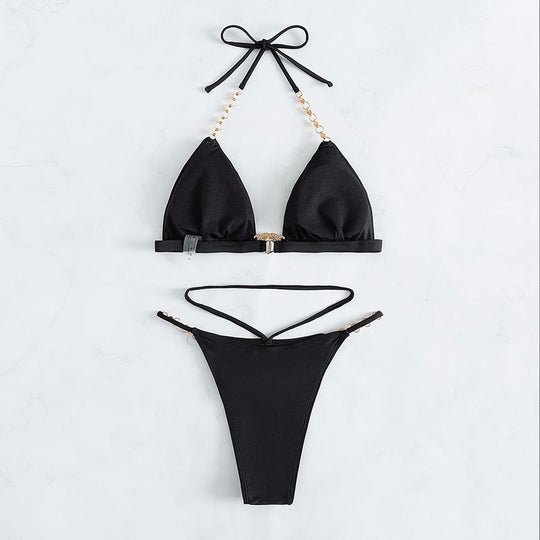 Damen Triangel-Bikini mit glamourösem Schmuckdetail EB