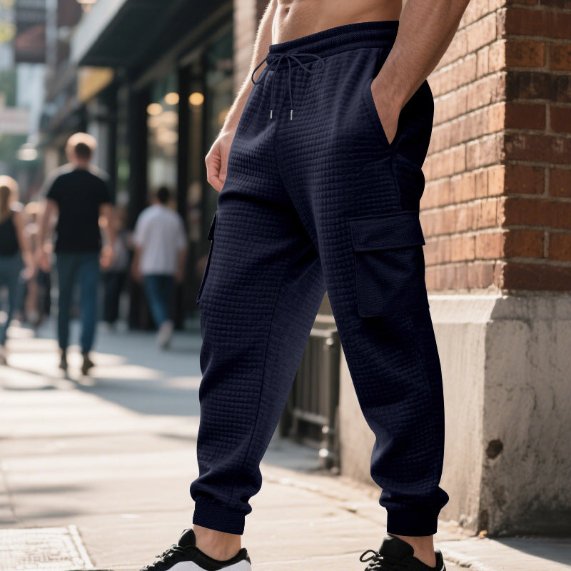 Herren nan gesteppte Thermo-Loungehose mit Funktionstaschen, Tunnelzug und elastischem Bündchen EB
