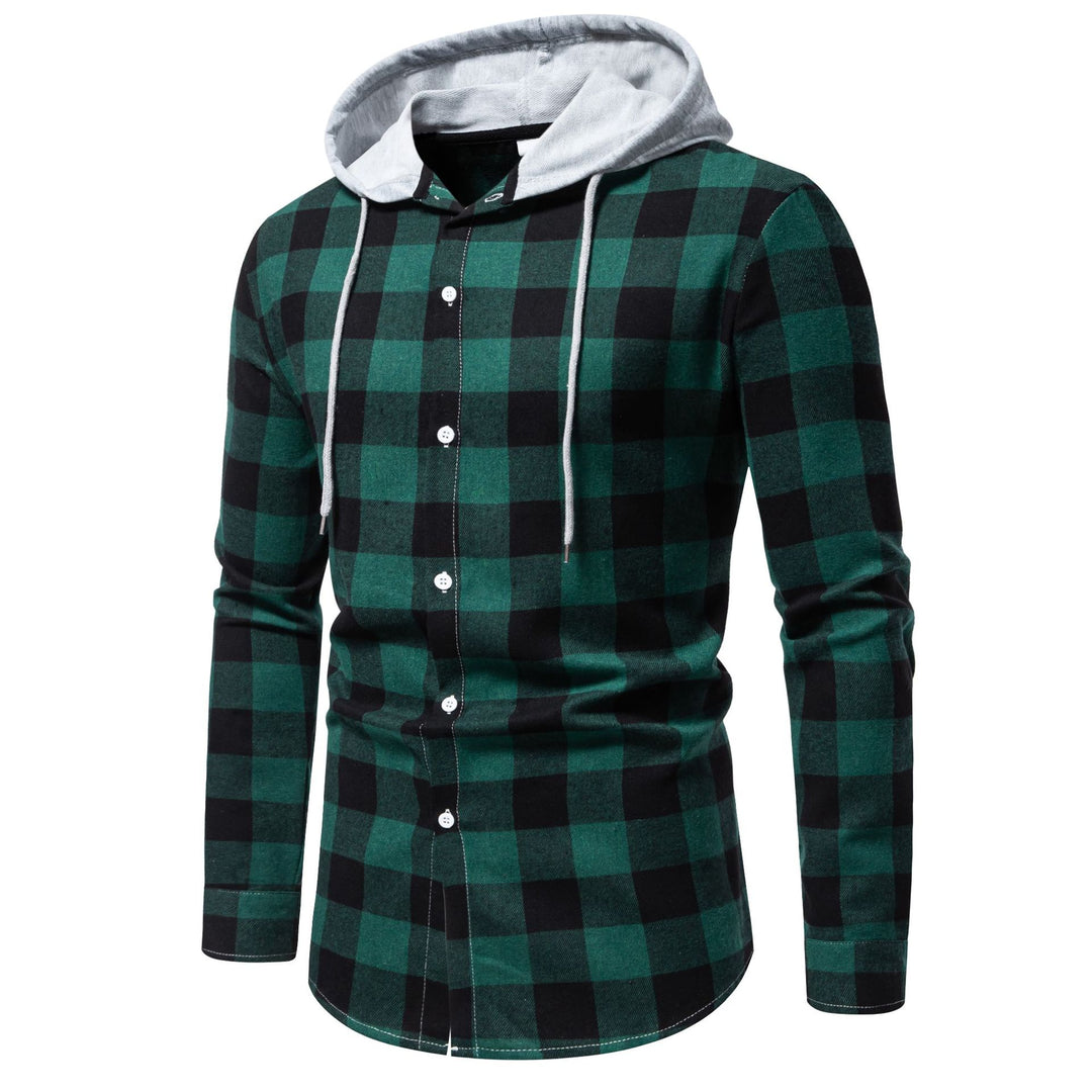 Herren Karo-Hemdjacke mit Kapuze und modernem Schnitt EB