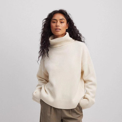Damen feiner Rollkragenpullover aus weichem Strick EB