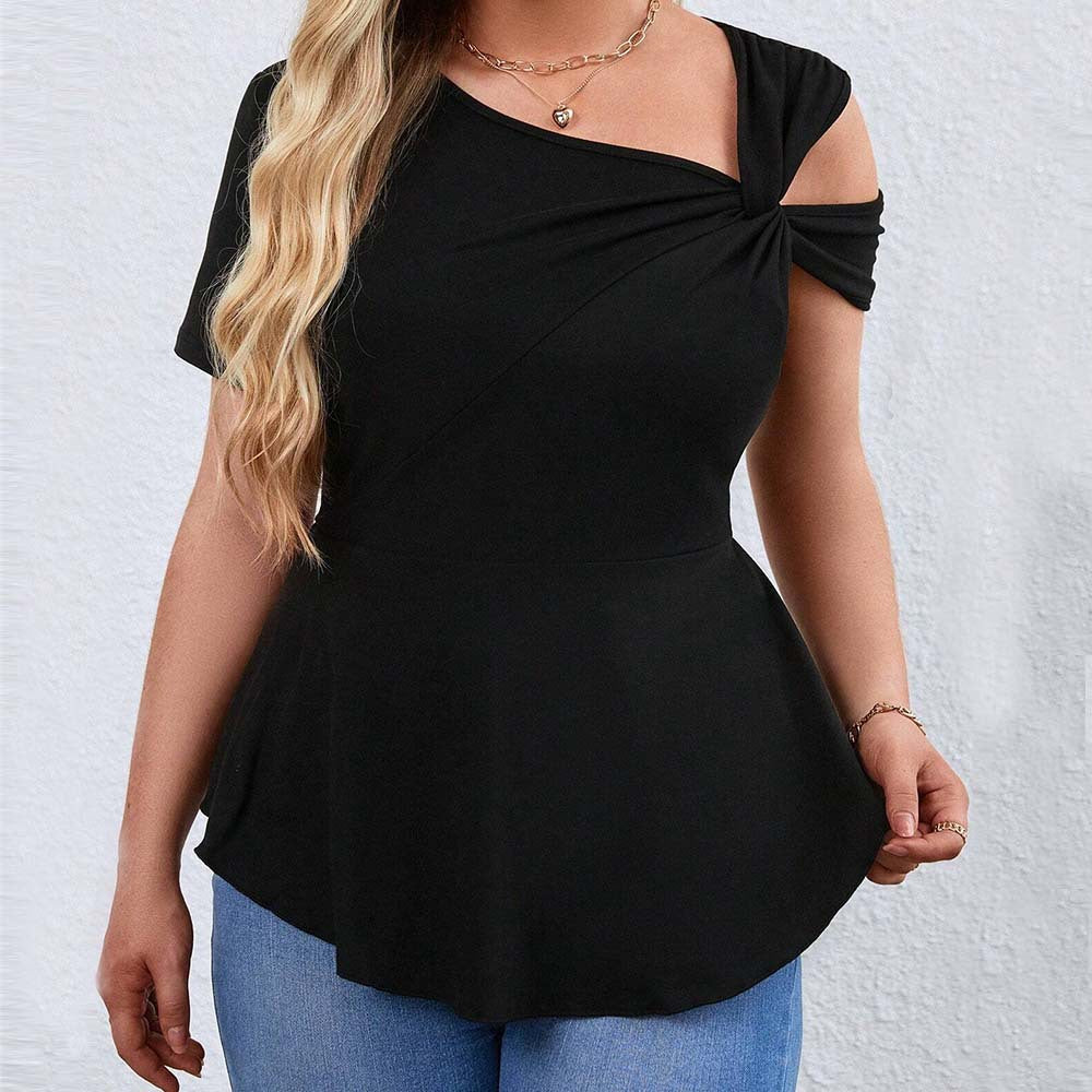 Damen Oberteil mit asymmetrischem Cut-Out und raffiniertem Wickeldesign EB