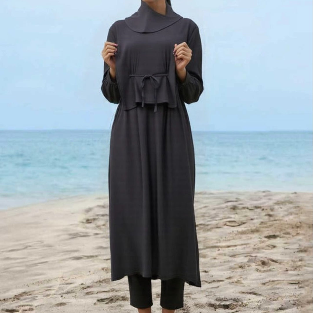 Damen modischer und eleganter Strandanzug mit begleitetem Kopftuch EB