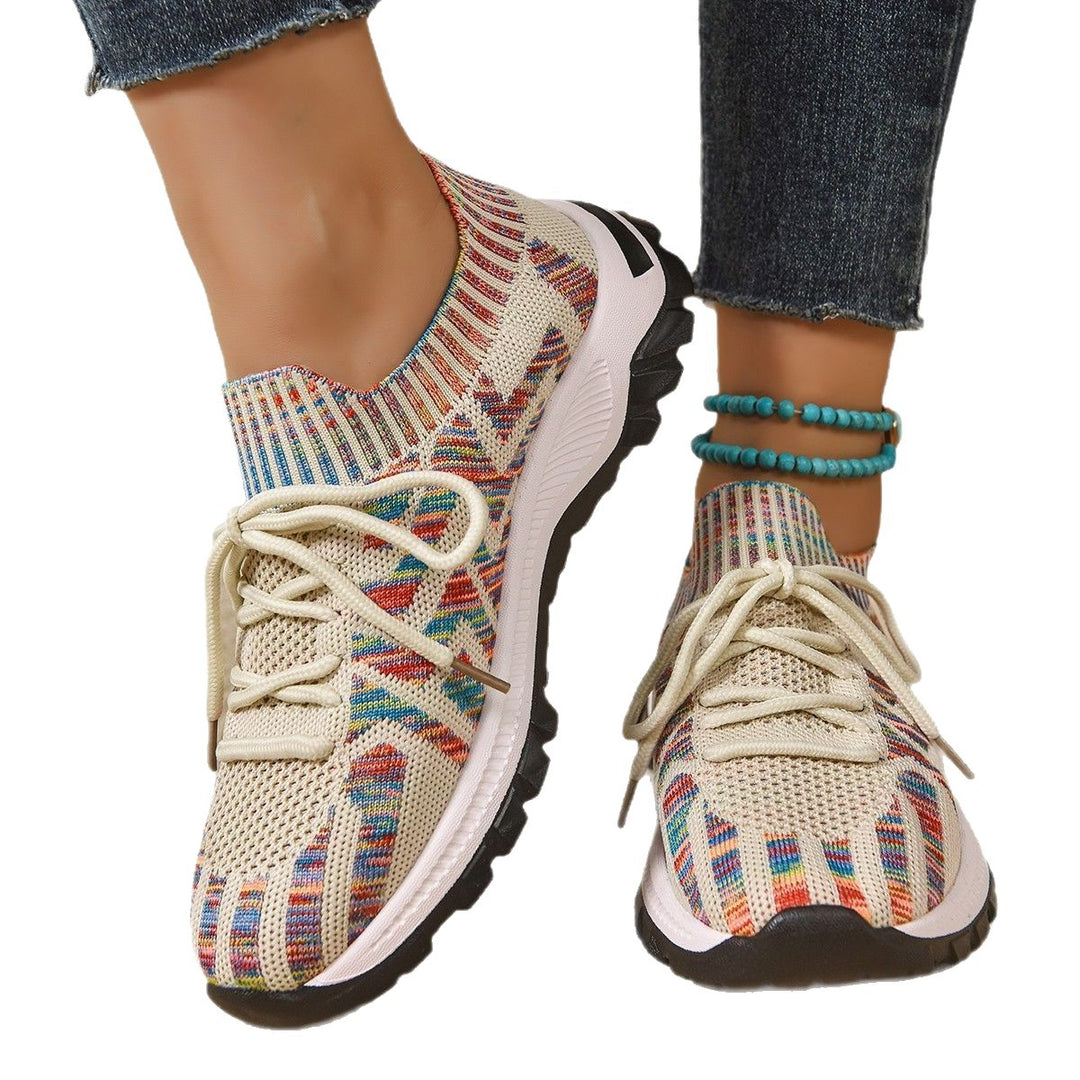 Damen Sportliche Freizeit-Sneaker mit atmungsaktiver Strickoberfläche und rutschfester Sohle EB