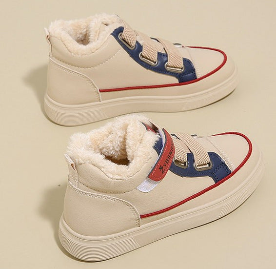 Damen Sportliche Warmgefütterte Sneaker mit praktischem Klettverschluss und robustem Sohlenprofil EB