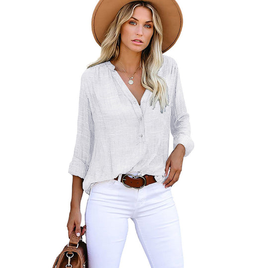 Damen Leichte und luftige Bluse mit Knopfleiste EB