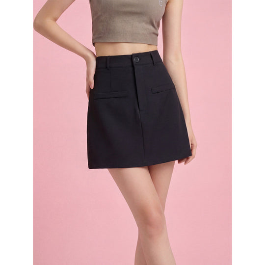Damen Modischer Minirock mit eleganter Schnittführung und praktischen Taschen EB