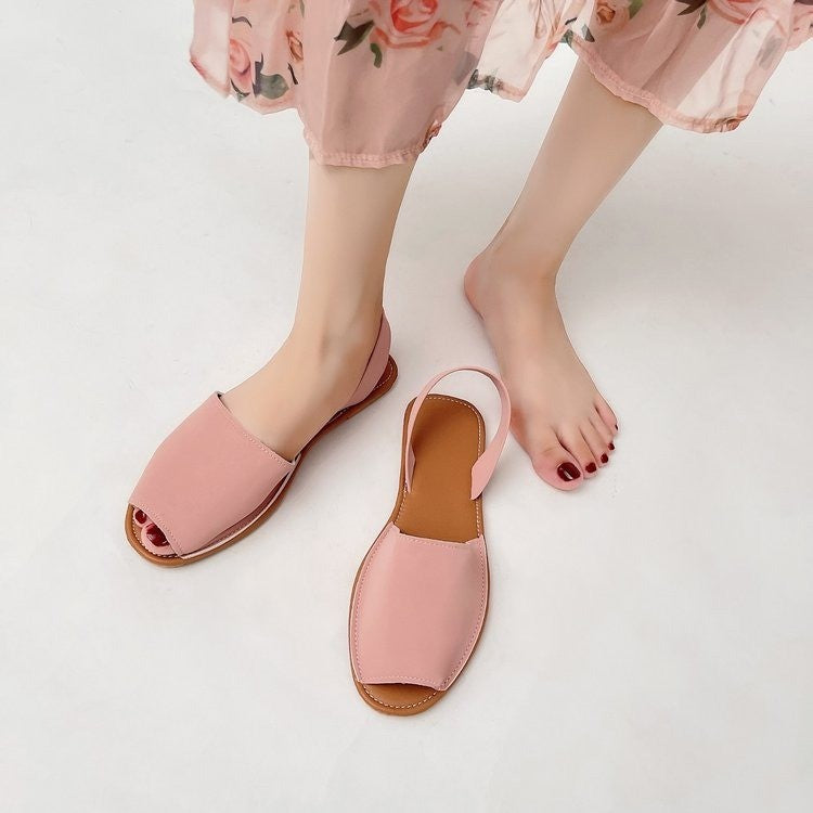 Damen Offene Slingback Sandalen aus hochwertigem Leder mit komfortablem Fußbett EB