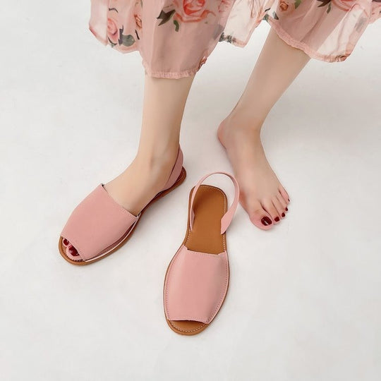 Damen Offene Slingback Sandalen aus hochwertigem Leder mit komfortablem Fußbett EB