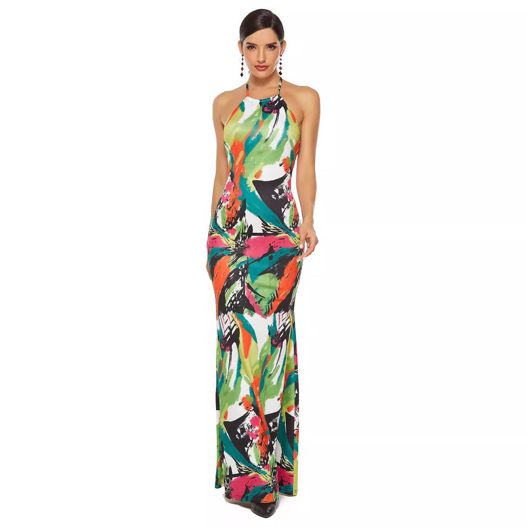 Damen Maxikleid mit aufregendem Farbdesign EB