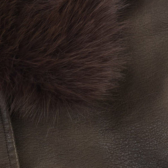 Damen Kunstlederjacke mit abnehmbarer Kunstfellkragen und praktischen Taschen EB