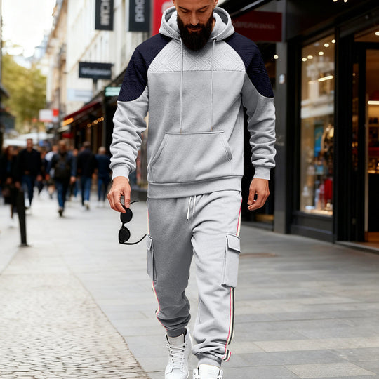 Herren nan zweiteiliges Utility-Freizeitset mit Kapuzenpullover und Cargo-Jogginghose EB