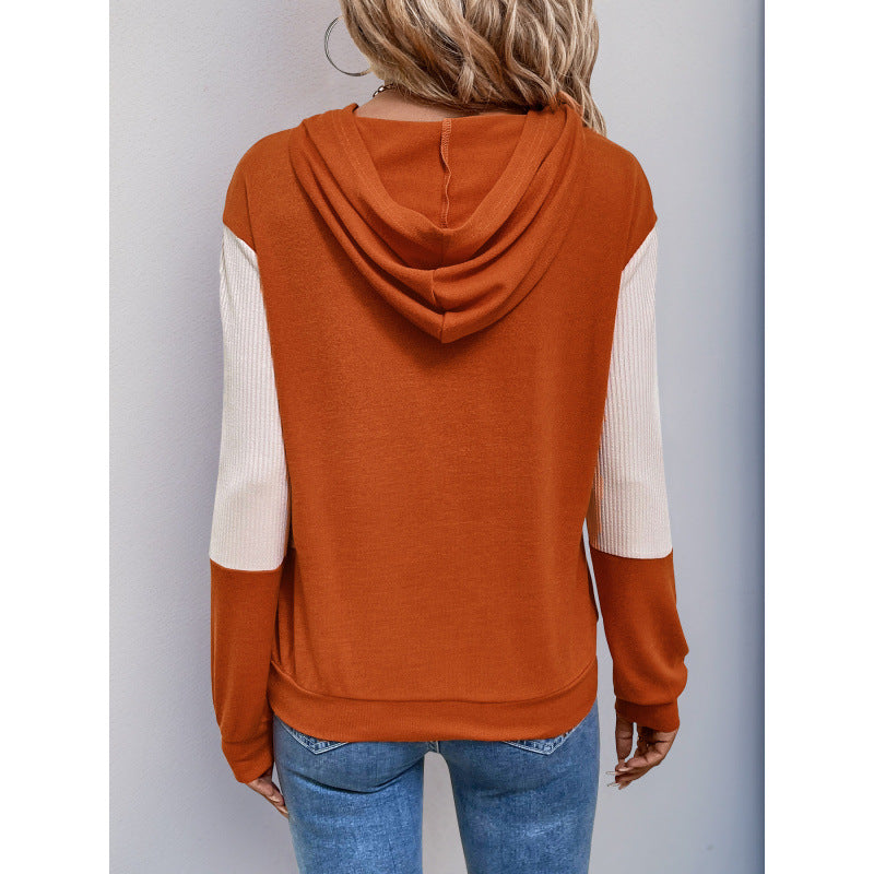 Damen Kapuzenpullover mit modernem Farbmix und strukturiertem Stoff EB