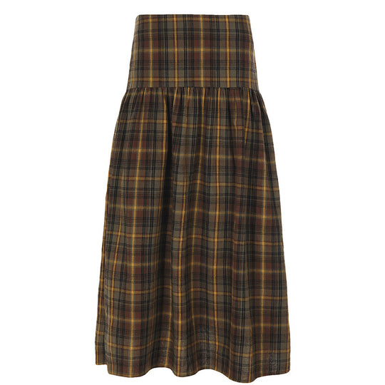 Damen Karierter Midirock mit hohem Taillenbund und voluminösem Schnitt EB