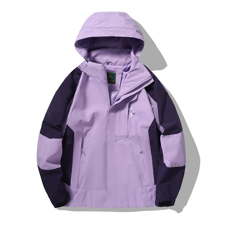 Herren wind- und wasserabweisende Outdoor-Hoodiejacke mit Belüftungsnetz, verstellbarer Kapuze und verdeckter Frontblende EB