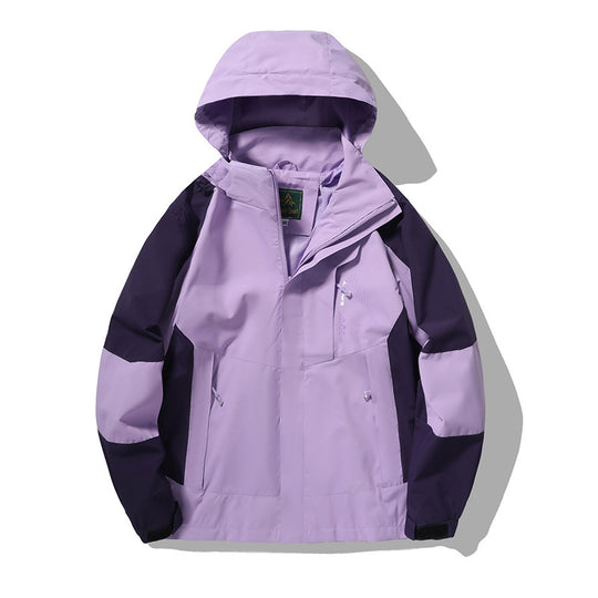 Herren wind- und wasserabweisende Outdoor-Hoodiejacke mit Belüftungsnetz, verstellbarer Kapuze und verdeckter Frontblende EB