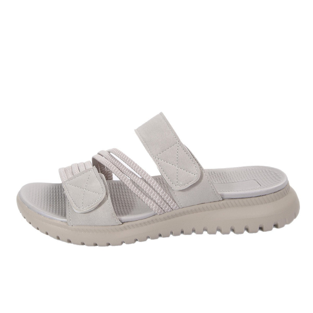 Damen bequeme Slipper mit verstellbarem Riemendesign und rutschfester Sohle EB
