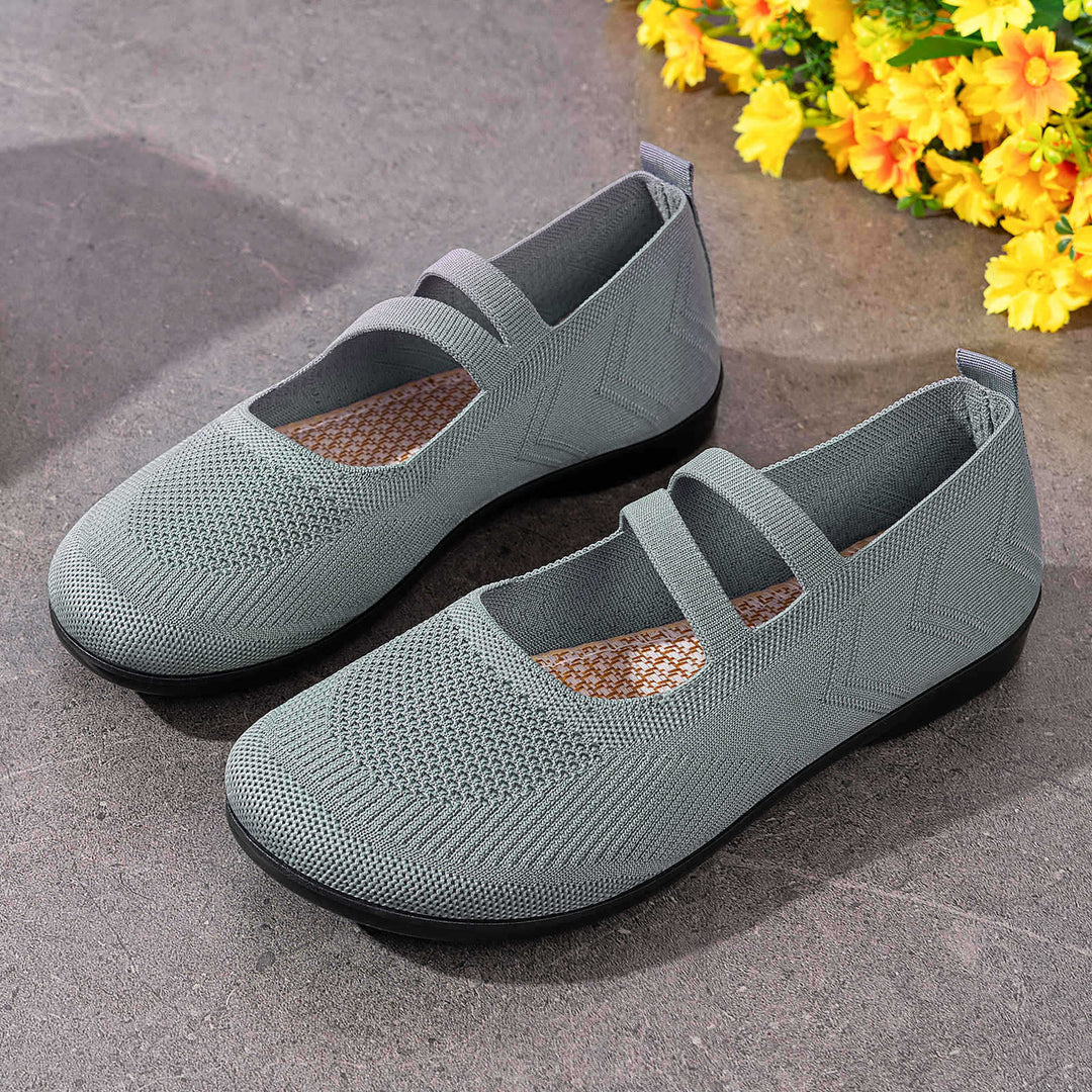 Damen Komfortable Ballerinas mit elastischen Riemen EB
