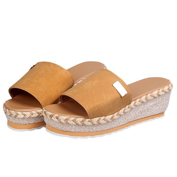 Damen  Espadrille-Keilpantoletten mit geflochtenem Bast-Plateau, breitem gewebtem Riemen und weicher Komfortsohle EB