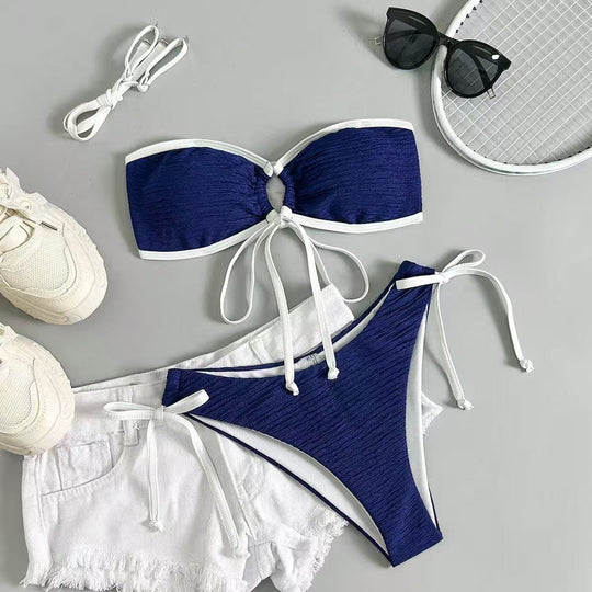 Damen Bandeau-Bikini mit verspielten Raffungselementen EB