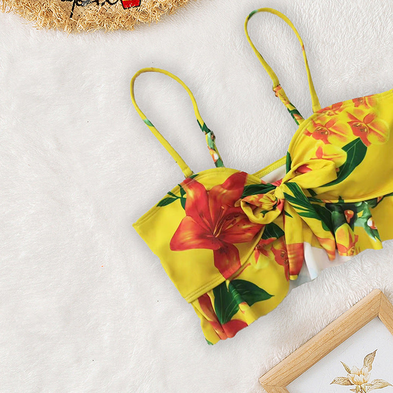Damen Bikini-Set mit floralem Oberteil und lässigem Maxi-Rock EB