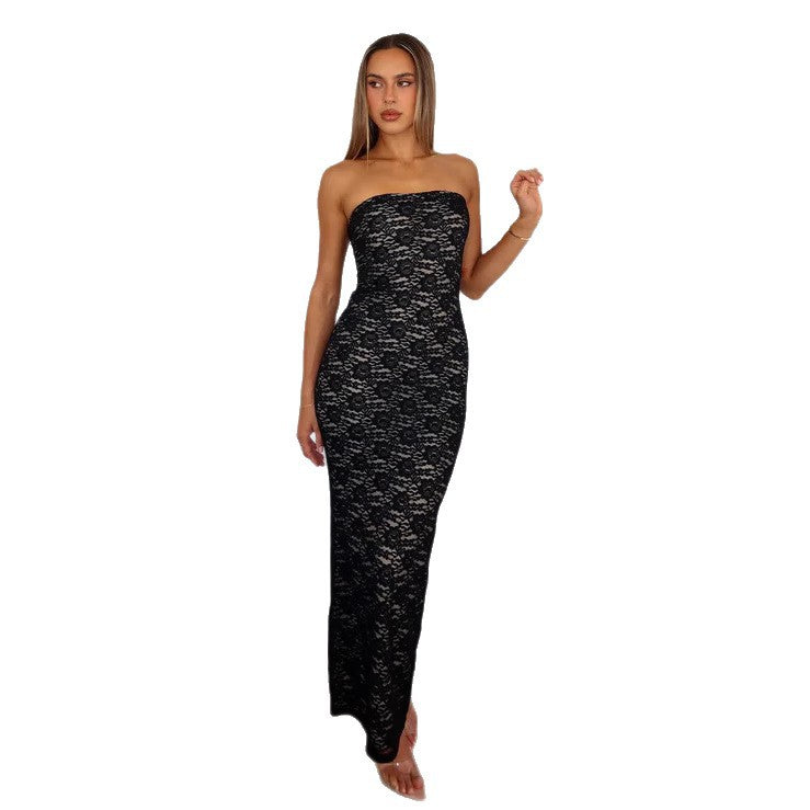 Damen Spitzenkleid im ärmellosen Design EB
