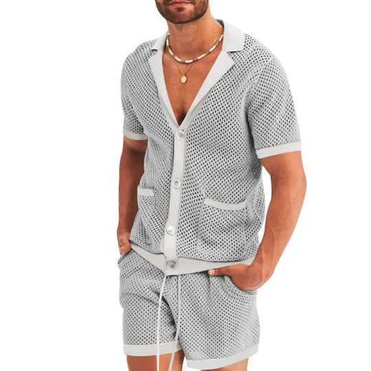 Herren atmungsaktives Künstler-Shorts-Set mit strukturiertem Design EB