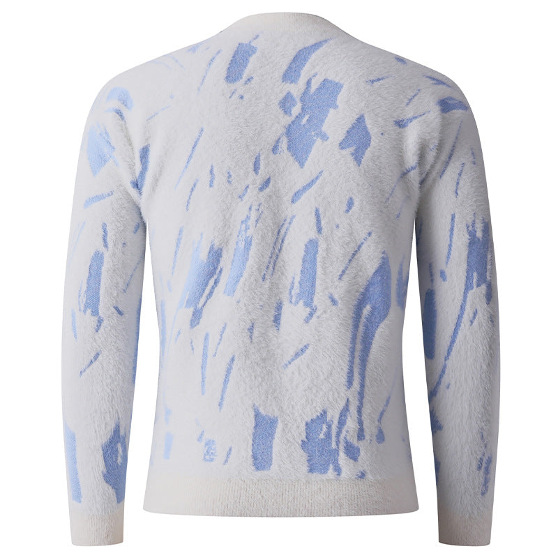 Damen modischer Stehkragenpullover mit einzigartigem Strukturdesign und grafischen Akzenten EB