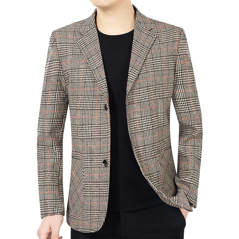 Herren Glencheck-Sakko Slim Fit aus Wollmischung mit dezentem Overcheck EB