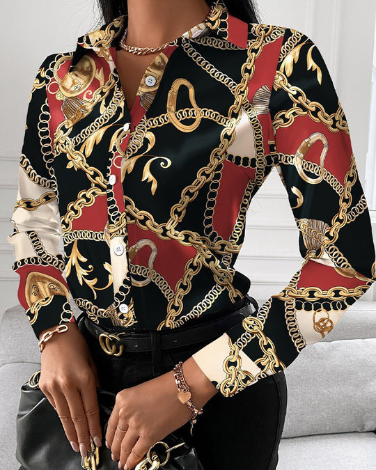 Damen Bluse mit elegantem Kettenmuster EB