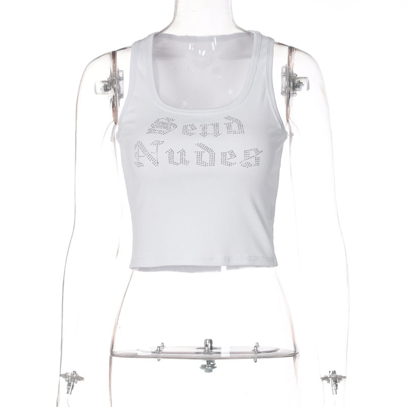 Damen Crop-Top mit funkelndem Schriftzug EB