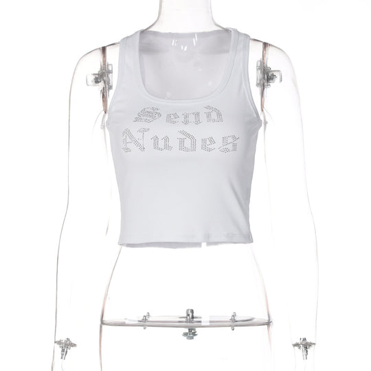 Damen Crop-Top mit funkelndem Schriftzug EB