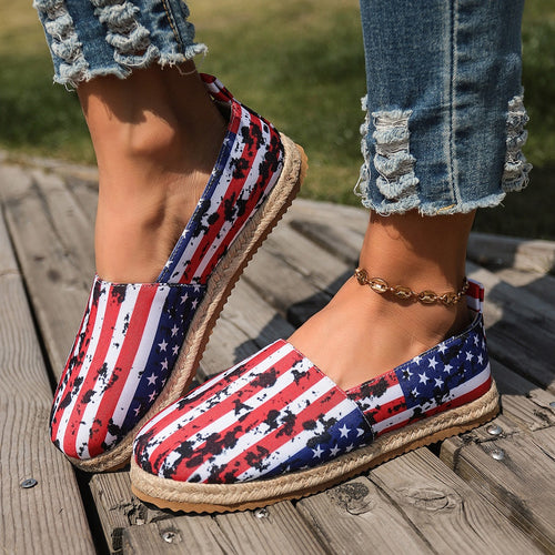 Damen Espadrilles mit modischem Flaggen-Design EB