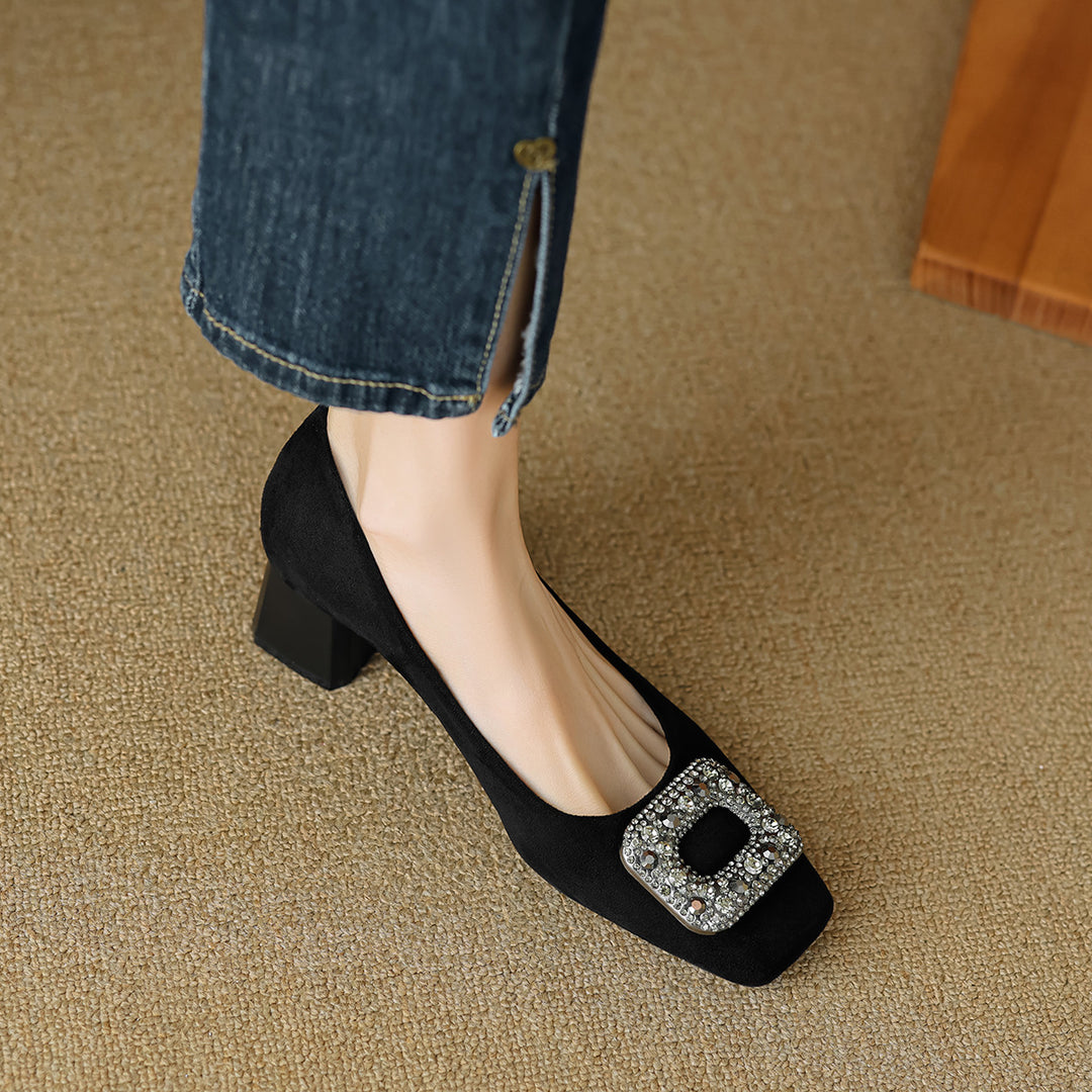 Damen elegante Pumps mit funkelndem Kristall-Akzent EB