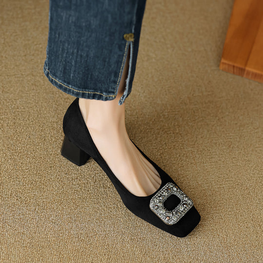 Damen elegante Pumps mit funkelndem Kristall-Akzent EB