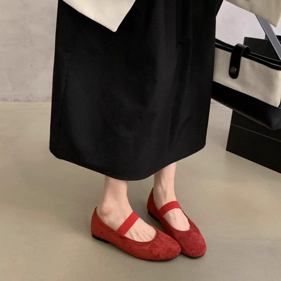 Damen elegante Ballerinas mit modischem Riemchen EB