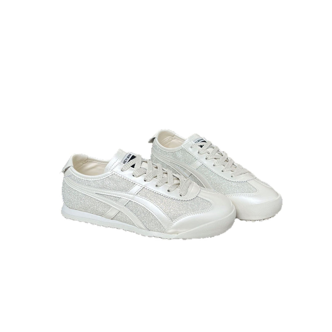 Damen Sportliche Sneakers mit glitzerndem Obermaterial und rutschfester Sohle EB