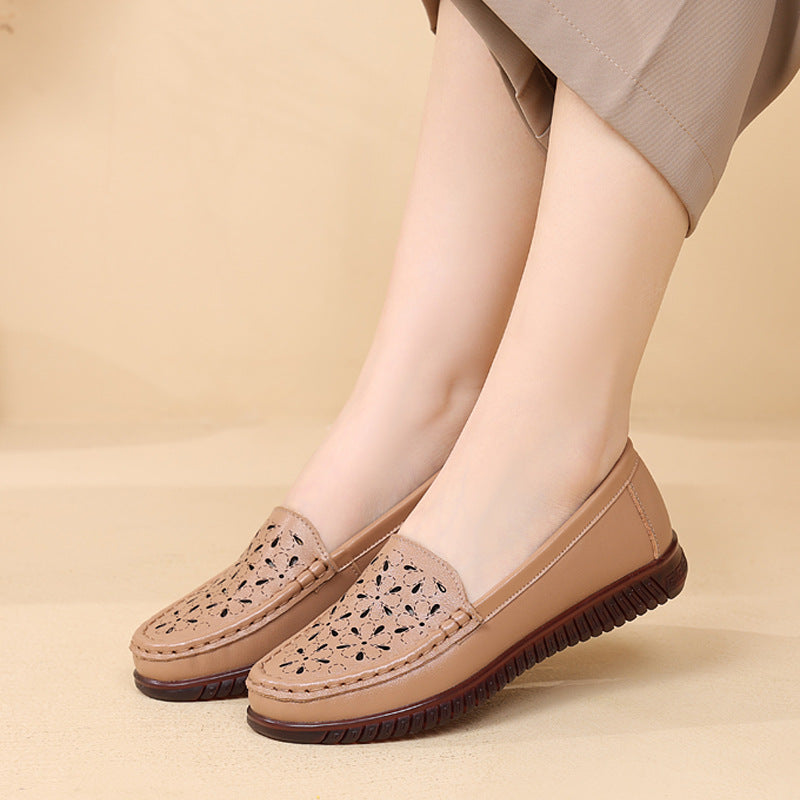 Damen Mokassins mit modischem Lochdesign und bequemer Sohle EB
