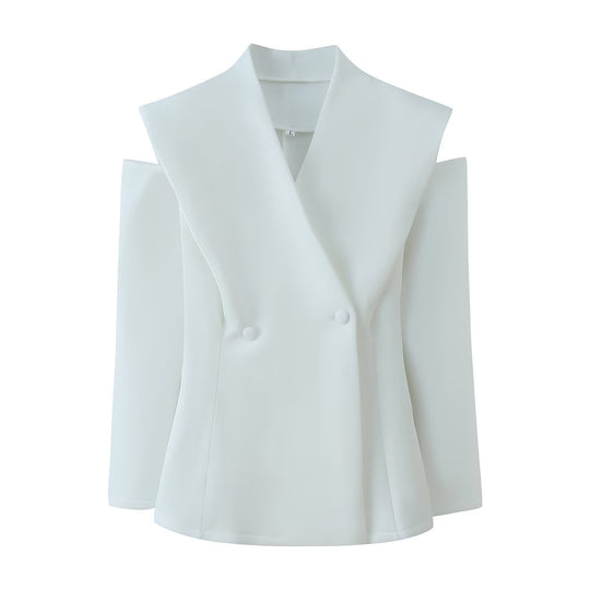 Damen elegante Blazerjacke mit modernem Schnitt und außergewöhnlichem Kragen EB