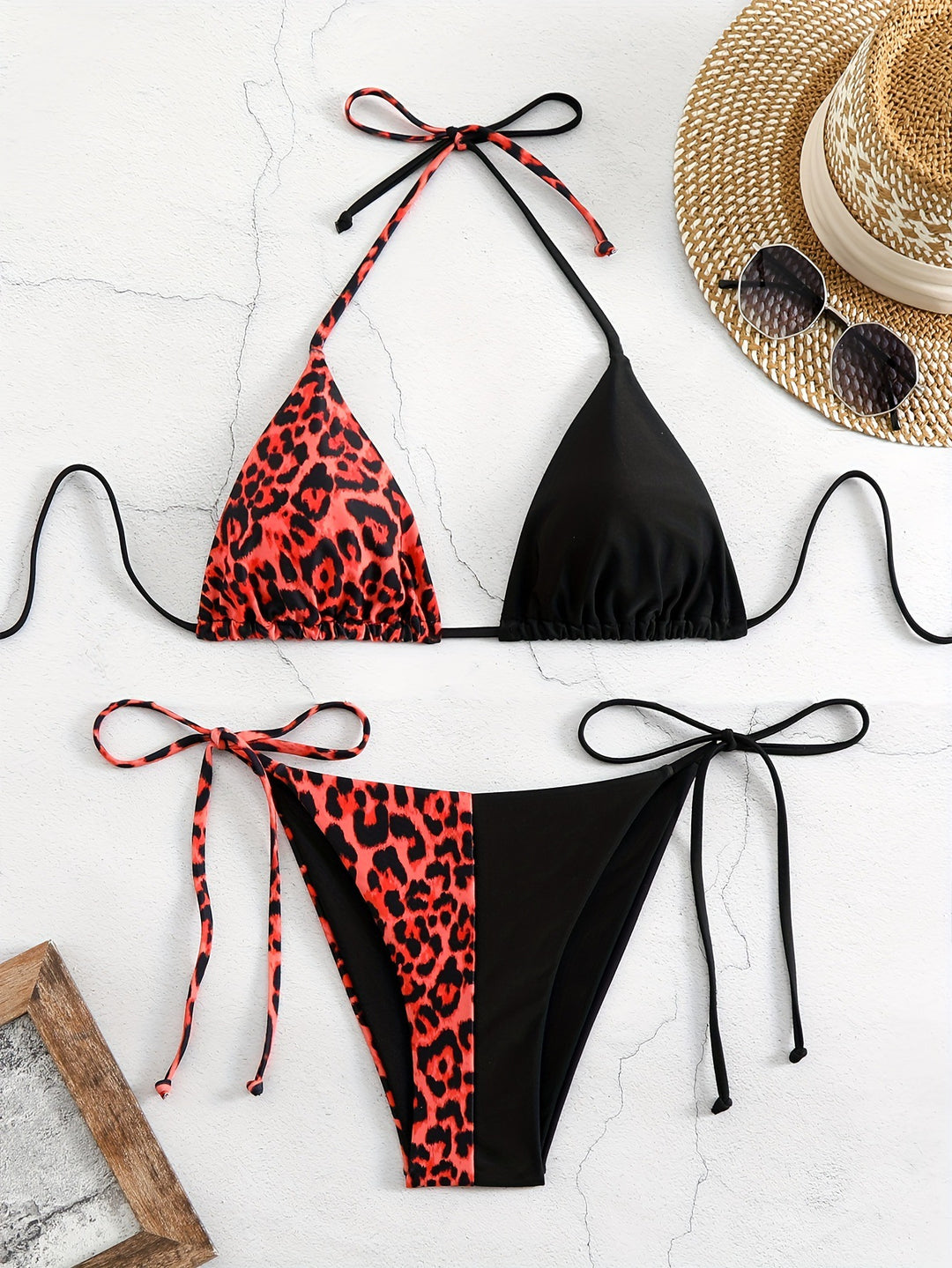 Damen Dreieck-Bikini mit raffiniertem Tiermuster EB